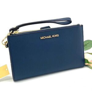 Michael Kors Large Double Zip Wallet Wristlet Navy Blue (NWT)